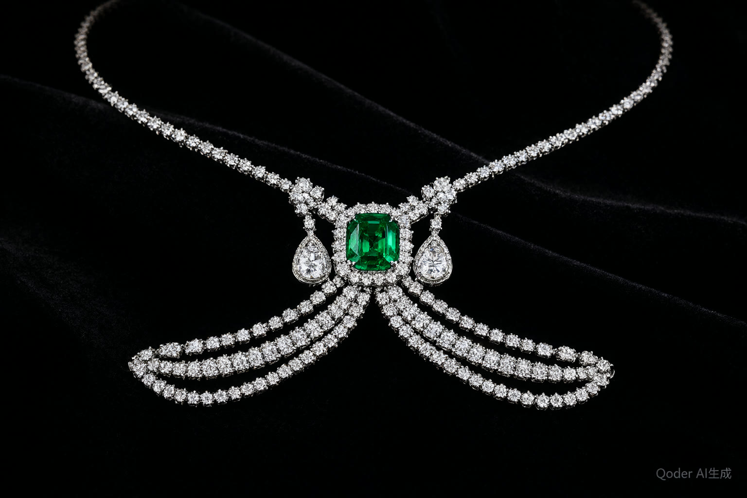 Emerald & Diamond Riviere Necklace